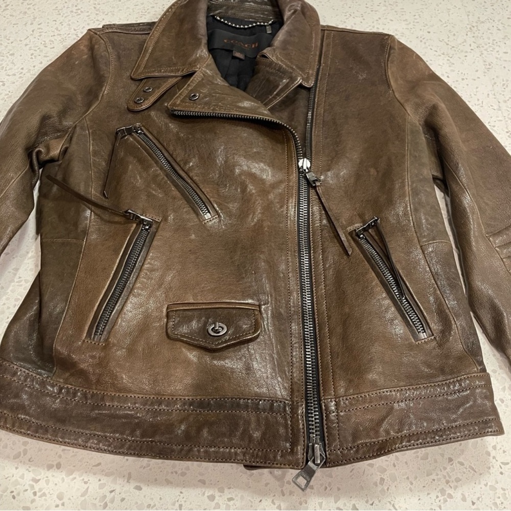 COACH Leather Turnlock Moto Jacket​​​